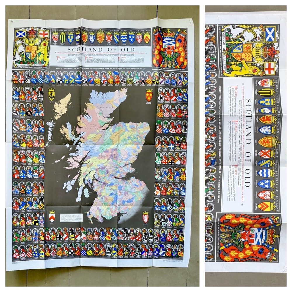 Bartholomew Clan Map Scotland of Old Tartan Plaid Vintage Scottish Chiefs - Picture 3 of 10